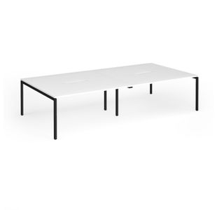 Connex Goal-Post 3200 x 1600 x 725mm Back to Back Desk (4 x 1600mm) - Black Frame / White Top