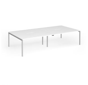 Connex Goal-Post 3200 x 1600 x 725mm Back to Back Desk (4 x 1600mm) - Silver Frame / White Top