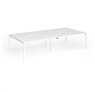 Connex Goal-Post 3200 x 1600 x 725mm Back to Back Desk (4 x 1600mm) - White Frame / White Top