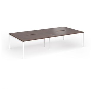 Connex Goal-Post 3200 x 1600 x 725mm Back to Back Desk (4 x 1600mm) - White Frame / Walnut Top