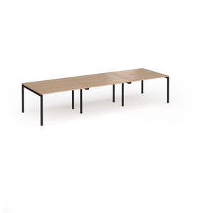 Connex Goal-Post 3600 x 1200 x 725mm Back to Back Desk (6 x 1200mm) - Black Frame / Beech Top