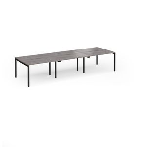 Connex Goal-Post 3600 x 1200 x 725mm Back to Back Desk (6 x 1200mm) - Black Frame / Grey Oak Top