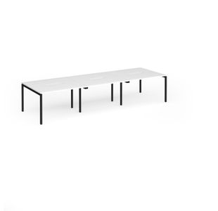 Connex Goal-Post 3600 x 1200 x 725mm Back to Back Desk (6 x 1200mm) - Black Frame / White Top