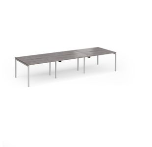 Connex Goal-Post 3600 x 1200 x 725mm Back to Back Desk (6 x 1200mm) - Silver Frame / Grey Oak Top