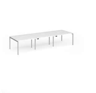 Connex Goal-Post 3600 x 1200 x 725mm Back to Back Desk (6 x 1200mm) - Silver Frame / White Top