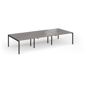 Connex Goal-Post 3600 x 1600 x 725mm Back to Back Desk (6 x 1200mm) - Black Frame / Grey Oak Top