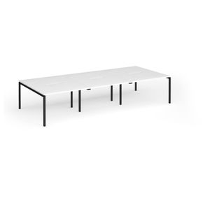 Connex Goal-Post 3600 x 1600 x 725mm Back to Back Desk (6 x 1200mm) - Black Frame / White Top