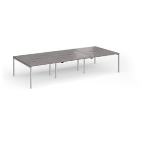 Connex Goal-Post 3600 x 1600 x 725mm Back to Back Desk (6 x 1200mm) - Silver Frame / Grey Oak Top