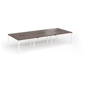 Connex Goal-Post 3600 x 1600 x 725mm Back to Back Desk (6 x 1200mm) - White Frame / Walnut Top
