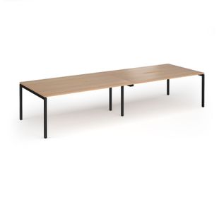 Connex Goal-Post 3600 x 1200 x 725mm Back to Back Desk (4 x 1800mm) - Black Frame / Beech Top