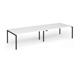 Connex Goal-Post 3600 x 1200 x 725mm Back to Back Desk (4 x 1800mm) - Black Frame / White Top