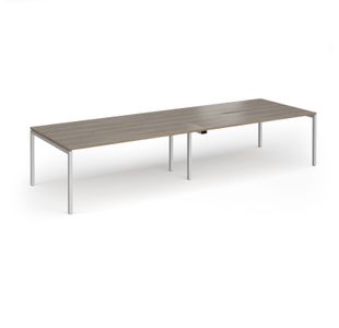 Connex Goal-Post 3600 x 1200 x 725mm Back to Back Desk (4 x 1800mm) - Silver Frame / Nebraska Oak Top