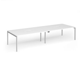 Connex Goal-Post 3600 x 1200 x 725mm Back to Back Desk (4 x 1800mm) - Silver Frame / White Top
