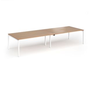 Connex Goal-Post 3600 x 1200 x 725mm Back to Back Desk (4 x 1800mm) - White Frame / Beech Top