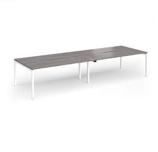 Connex Goal-Post 3600 x 1200 x 725mm Back to Back Desk (4 x 1800mm) - White Frame / Grey Oak Top