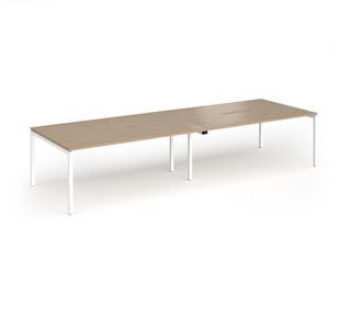 Connex Goal-Post 3600 x 1200 x 725mm Back to Back Desk (4 x 1800mm) - White Frame / Kendal Oak Top