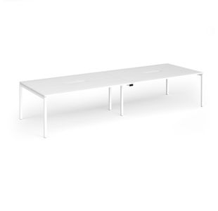 Connex Goal-Post 3600 x 1200 x 725mm Back to Back Desk (4 x 1800mm) - White Frame / White Top