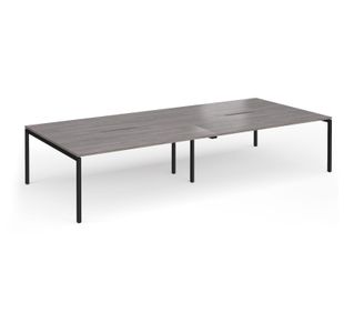 Connex Goal-Post 3600 x 1600 x 725mm Back to Back Desk (4 x 1800mm) - Black Frame / Grey Oak Top