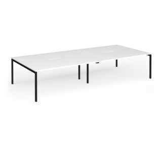 Connex Goal-Post 3600 x 1600 x 725mm Back to Back Desk (4 x 1800mm) - Black Frame / White Top