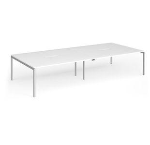 Connex Goal-Post 3600 x 1600 x 725mm Back to Back Desk (4 x 1800mm) - Silver Frame / White Top