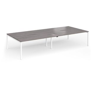Connex Goal-Post 3600 x 1600 x 725mm Back to Back Desk (4 x 1800mm) - White Frame / Grey Oak Top