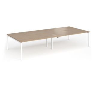 Connex Goal-Post 3600 x 1600 x 725mm Back to Back Desk (4 x 1800mm) - White Frame / Kendal Oak Top