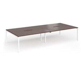 Connex Goal-Post 3600 x 1600 x 725mm Back to Back Desk (4 x 1800mm) - White Frame / Walnut Top