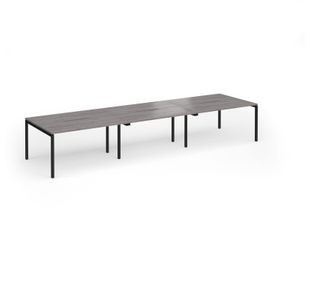 Connex Goal-Post 4200 x 1200 x 725mm Back to Back Desk (6 x 1400mm) - Black Frame / Grey Oak Top