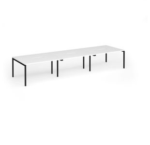 Connex Goal-Post 4200 x 1200 x 725mm Back to Back Desk (6 x 1400mm) - Black Frame / White Top
