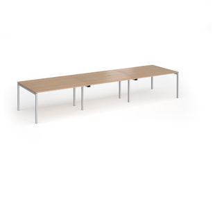 Connex Goal-Post 4200 x 1200 x 725mm Back to Back Desk (6 x 1400mm) - Silver Frame / Beech Top