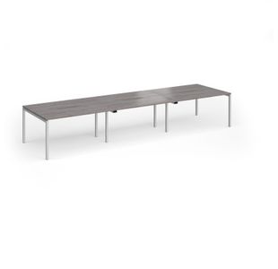 Connex Goal-Post 4200 x 1200 x 725mm Back to Back Desk (6 x 1400mm) - Silver Frame / Grey Oak Top