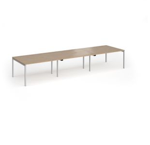Connex Goal-Post 4200 x 1200 x 725mm Back to Back Desk (6 x 1400mm) - Silver Frame / Kendal Oak Top