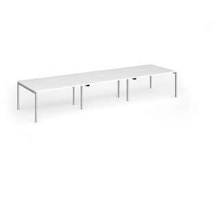Connex Goal-Post 4200 x 1200 x 725mm Back to Back Desk (6 x 1400mm) - Silver Frame / White Top