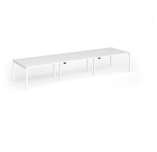 Connex Goal-Post 4200 x 1200 x 725mm Back to Back Desk (6 x 1400mm) - White Frame / White Top