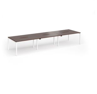 Connex Goal-Post 4200 x 1200 x 725mm Back to Back Desk (6 x 1400mm) - White Frame / Walnut Top