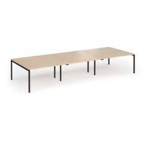 Connex Goal-Post 4200 x 1600 x 725mm Back to Back Desk (6 x 1400mm) - Black Frame / Beech Top