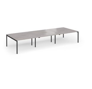 Connex Goal-Post 4200 x 1600 x 725mm Back to Back Desk (6 x 1400mm) - Black Frame / Grey Oak Top