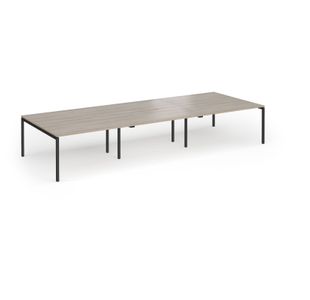 Connex Goal-Post 4200 x 1600 x 725mm Back to Back Desk (6 x 1400mm) - Black Frame / Nebraska Oak Top