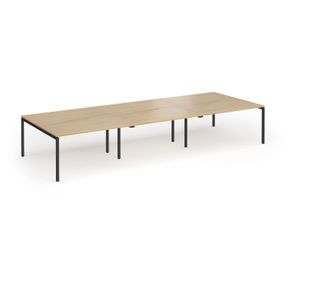 Connex Goal-Post 4200 x 1600 x 725mm Back to Back Desk (6 x 1400mm) - Black Frame / Oak Top