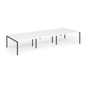 Connex Goal-Post 4200 x 1600 x 725mm Back to Back Desk (6 x 1400mm) - Black Frame / White Top
