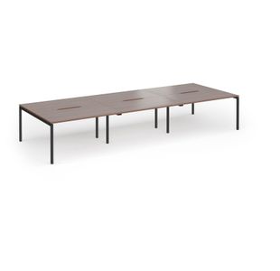 Connex Goal-Post 4200 x 1600 x 725mm Back to Back Desk (6 x 1400mm) - Black Frame / Walnut Top