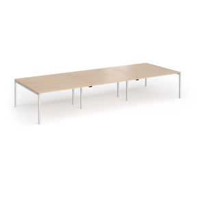 Connex Goal-Post 4200 x 1600 x 725mm Back to Back Desk (6 x 1400mm) - Silver Frame / Beech Top