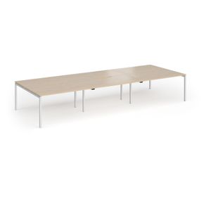 Connex Goal-Post 4200 x 1600 x 725mm Back to Back Desk (6 x 1400mm) - Silver Frame / Kendal Oak Top