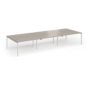 Connex Goal-Post 4200 x 1600 x 725mm Back to Back Desk (6 x 1400mm) - Silver Frame / Nebraska Oak Top