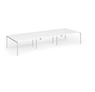 Connex Goal-Post 4200 x 1600 x 725mm Back to Back Desk (6 x 1400mm) - Silver Frame / White Top