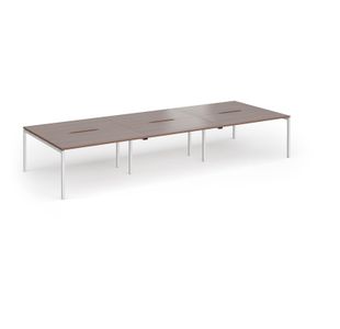 Connex Goal-Post 4200 x 1600 x 725mm Back to Back Desk (6 x 1400mm) - Silver Frame / Walnut Top