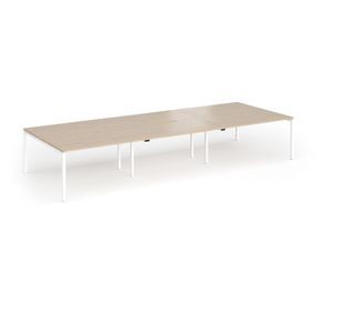 Connex Goal-Post 4200 x 1600 x 725mm Back to Back Desk (6 x 1400mm) - White Frame / Kendal Oak Top