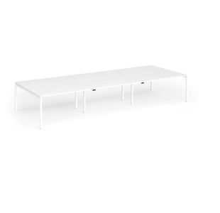 Connex Goal-Post 4200 x 1600 x 725mm Back to Back Desk (6 x 1400mm) - White Frame / White Top