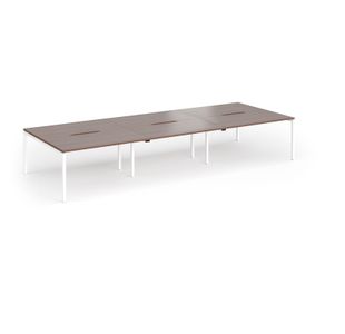 Connex Goal-Post 4200 x 1600 x 725mm Back to Back Desk (6 x 1400mm) - White Frame / Walnut Top
