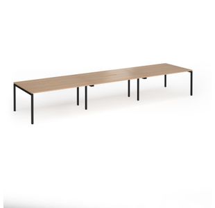 Connex Goal-Post 4800 x 1200 x 725mm Back to Back Desk (6 x 1600mm) - Black Frame / Beech Top